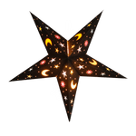 5 pointed Black Moon and Star lampshade Star Lantern handmade paper lantern in star shape by Paper Starlights