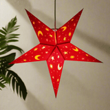5 pointed Red Moon and Star lampshade Star Lantern handmade paper lantern in star shape by Paper Starlights