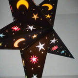 5 pointed Black Moon and Star lampshade Star Lantern handmade paper lantern in star shape by Paper Starlights
