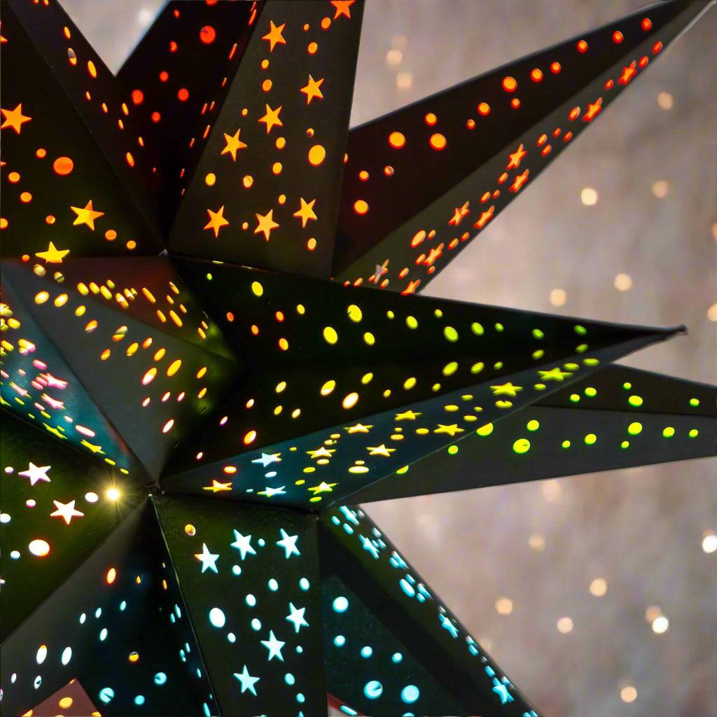 Moravian Black and Rainbow Paper Star