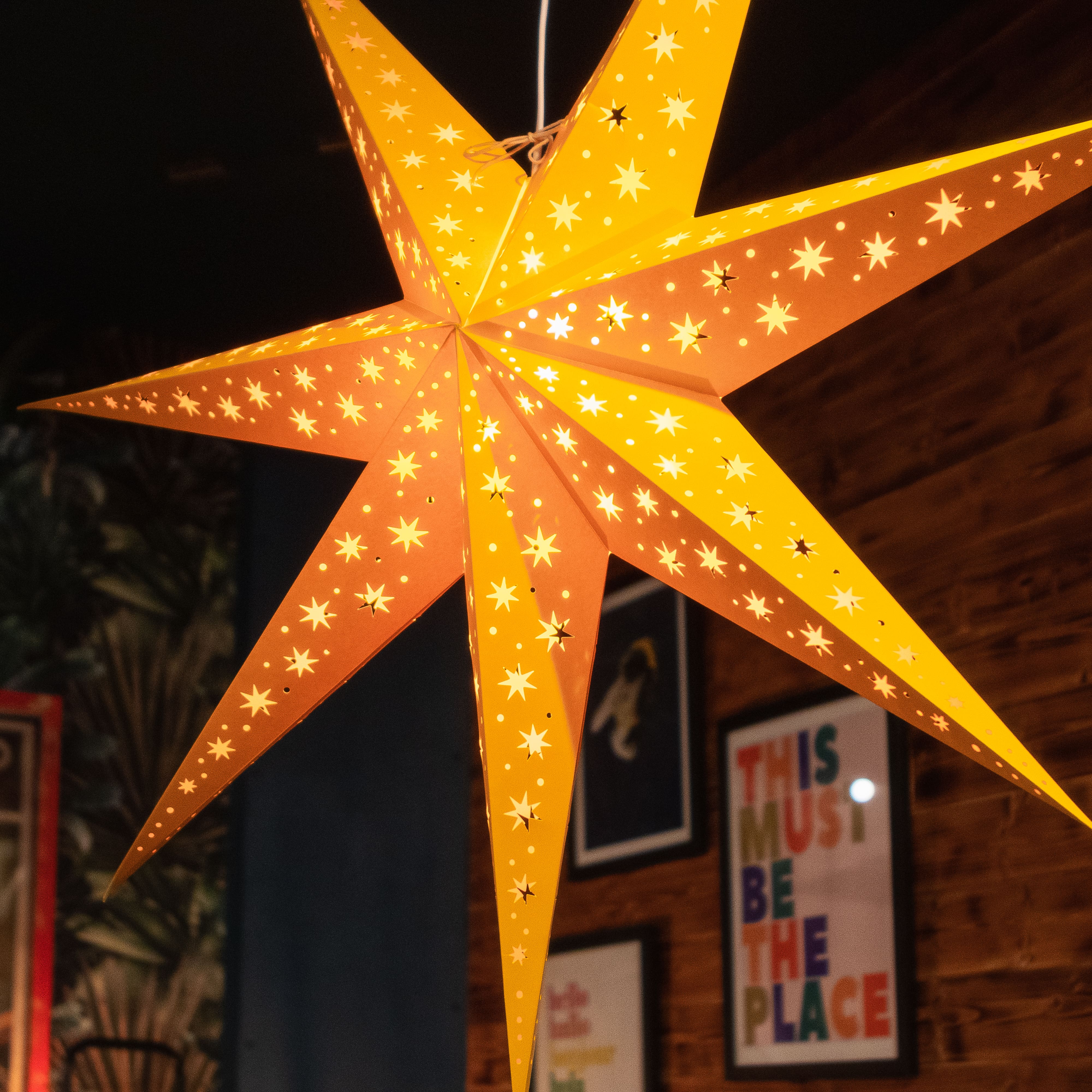 Paper Starlights | Yellow Paper Star lantern Hanging Paper Decor for Party and Celebrations