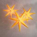 Radiant Yellow Ramadan Lanterns Paper Starlights | 3 Set Yellow Paper Star lantern Hanging Paper Decor for Party and Celebrations