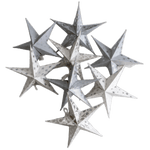 Set of 8 white mini paper stars in neutral and silver tones, perfect for holiday ornaments or year-round home decor accents.