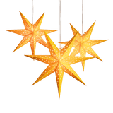 Paper Starlights | 3 Set Yellow Paper Star lantern Hanging Paper Decor for Party and Celebrations
