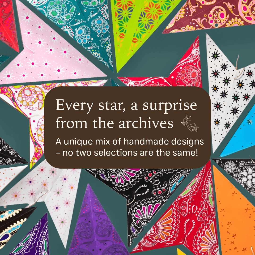 Flat folded paper star lanterns