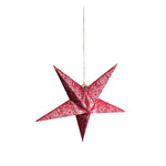 5 pointed Red Lace lampshade handmade paper lantern in star shape by Paper Starlights