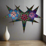 illuminated 3 paper star lanterns