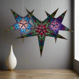 illuminated 3 paper star lanterns