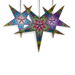 3 multi coloured paper star lanterns