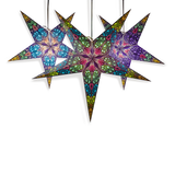 3 multi coloured paper star lanterns
