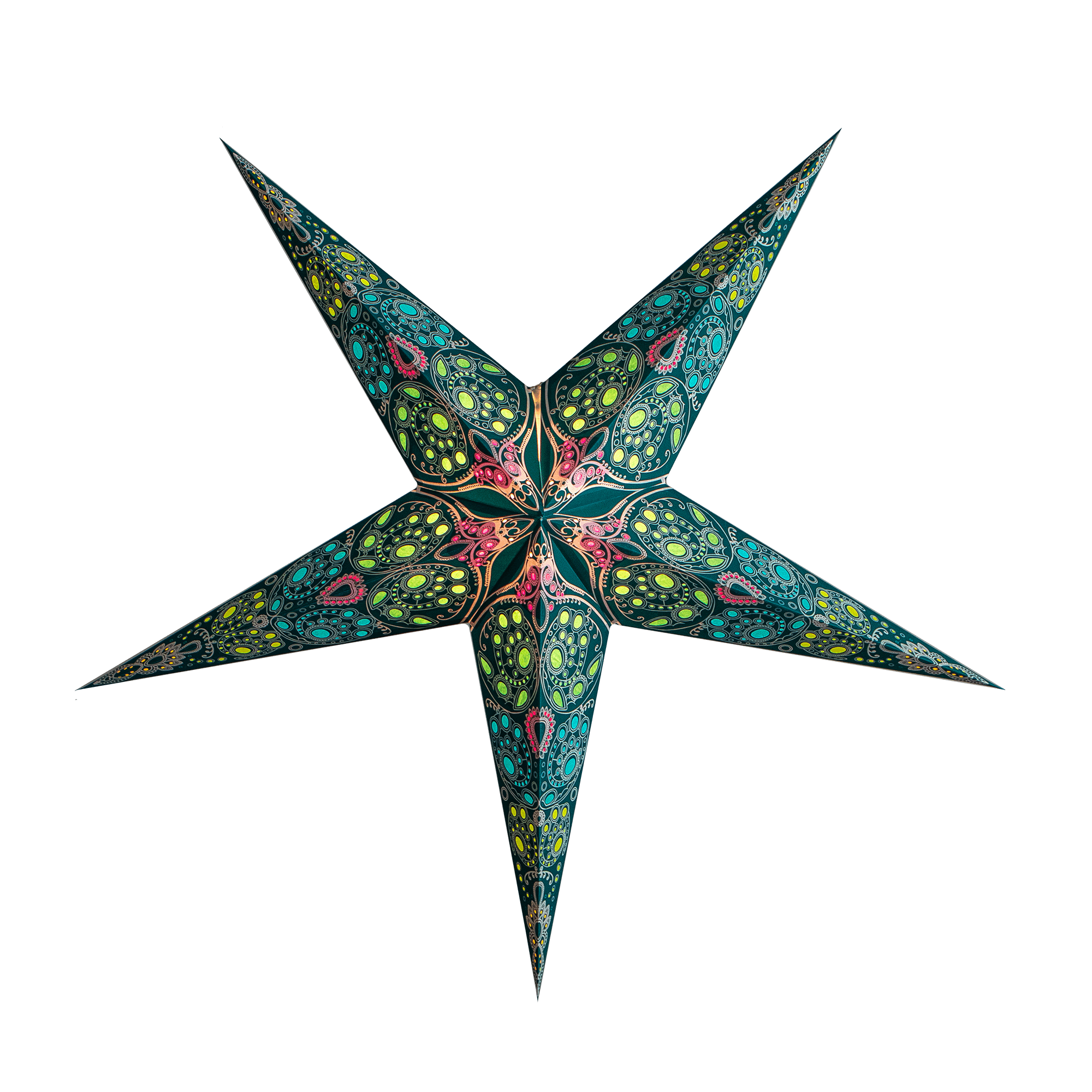 large aquamarine paper star lantern