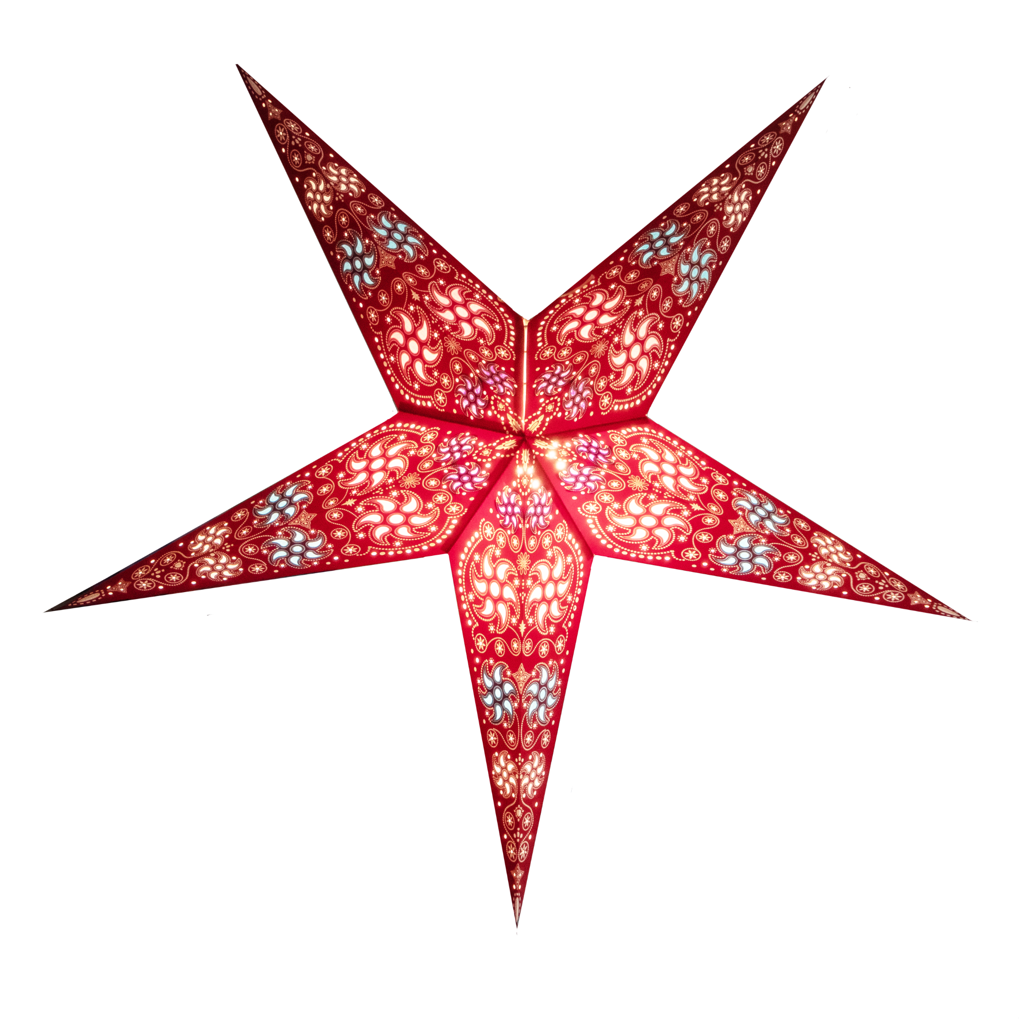 large red firework patterned star lantern