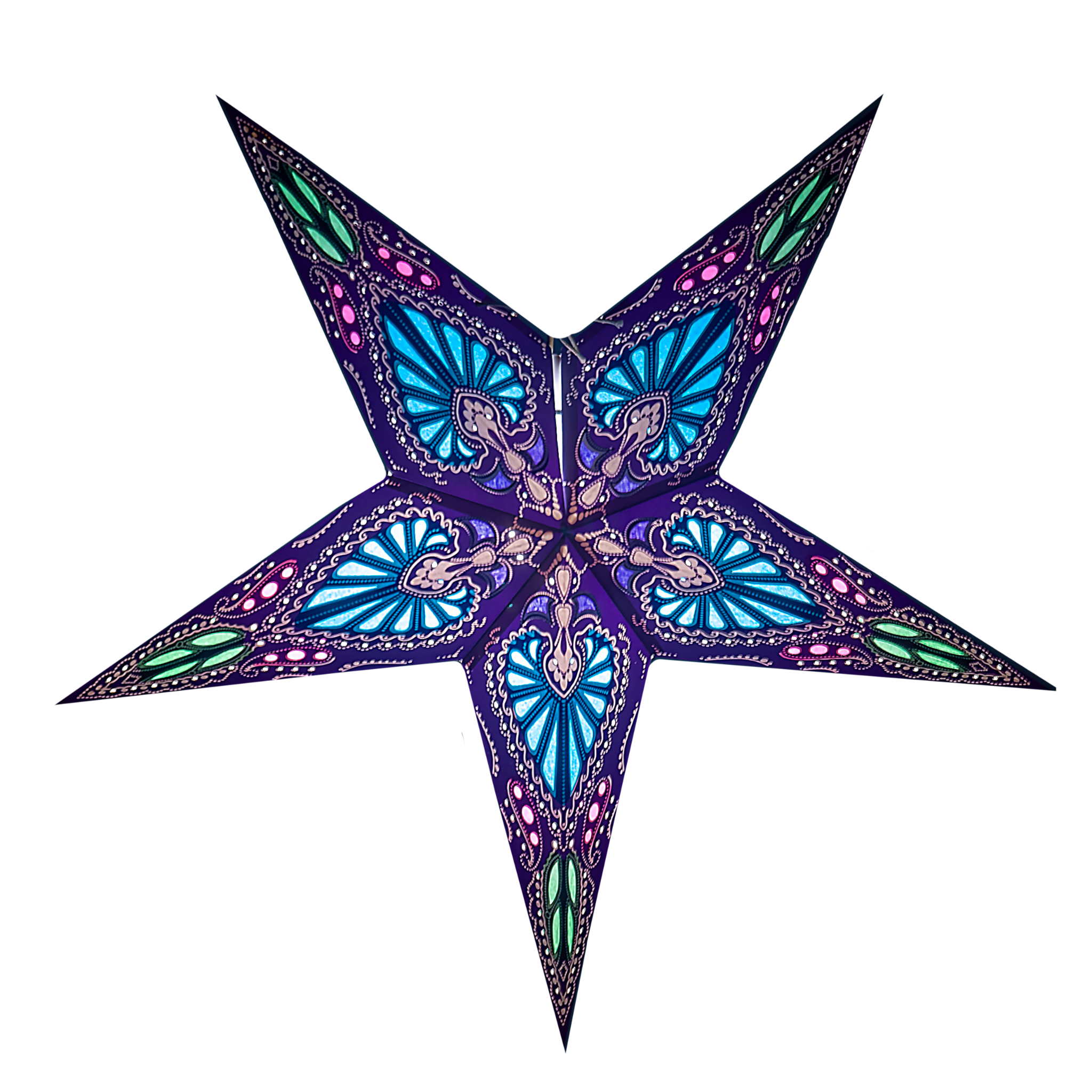 purple and blue pattern paper star lantern