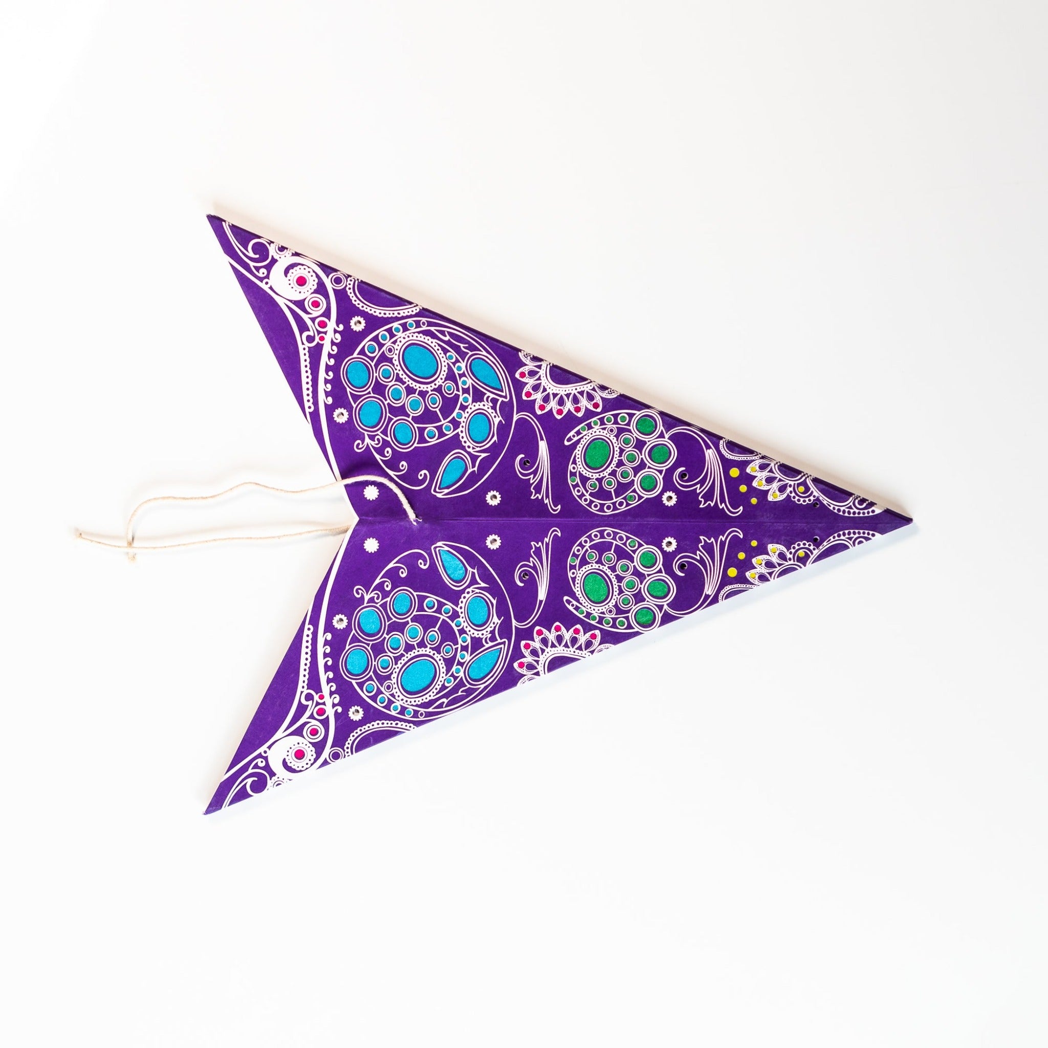 folded pattern blue paper star lantern