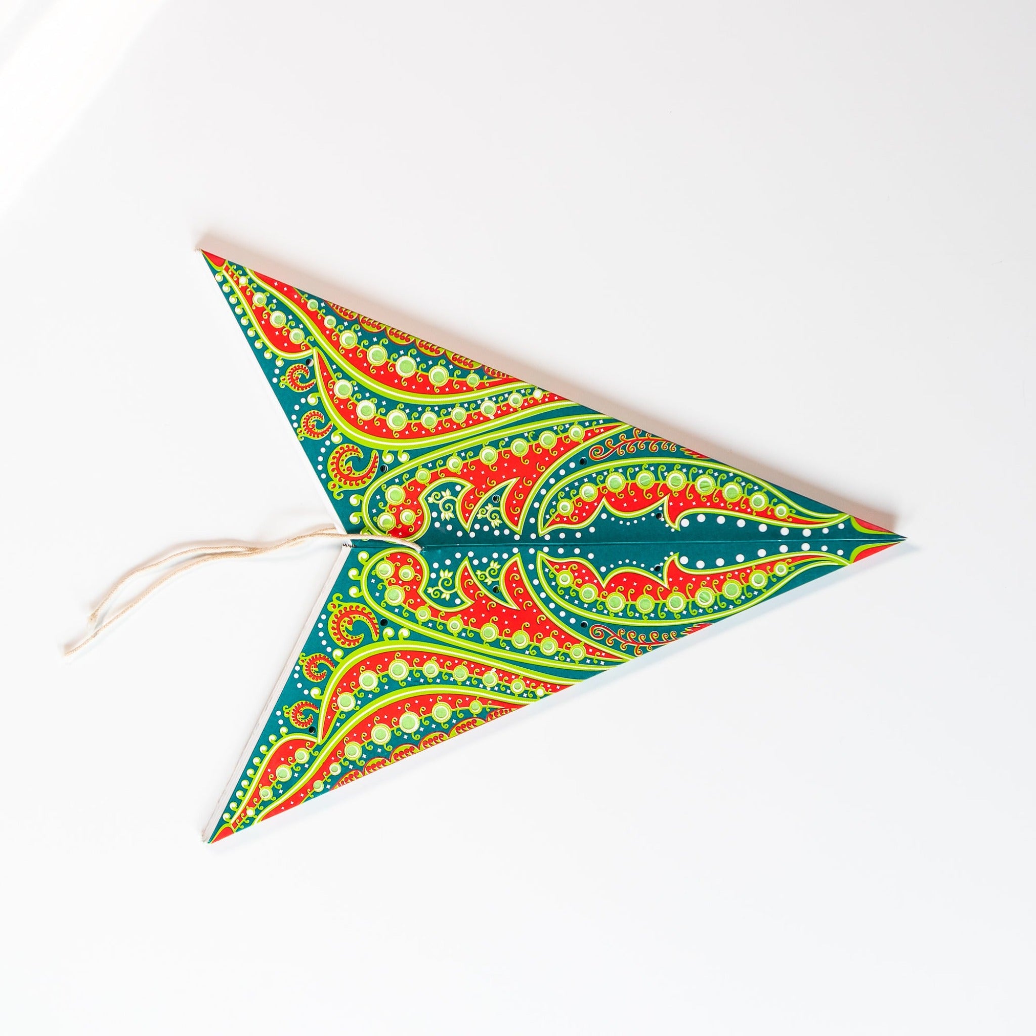 folded green patterned star lantern