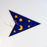 folded night sky blue and yellow paper star lantern