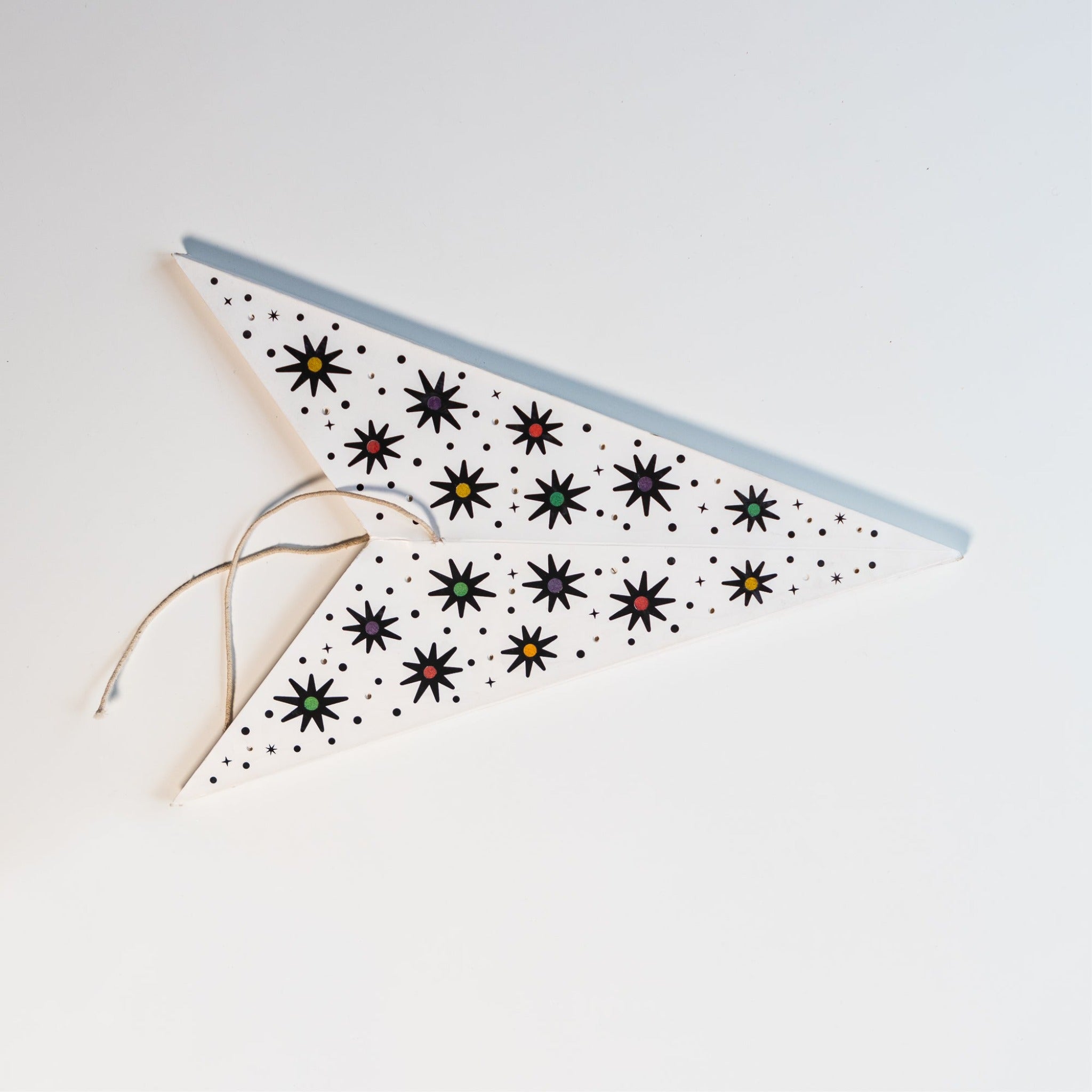 folded paper star lantern (white and multi tissue)