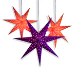Halloween decorations and lighting - pumpkin orange star lanterns and purple light