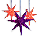 Halloween decorations and lighting - pumpkin orange star lanterns and purple light