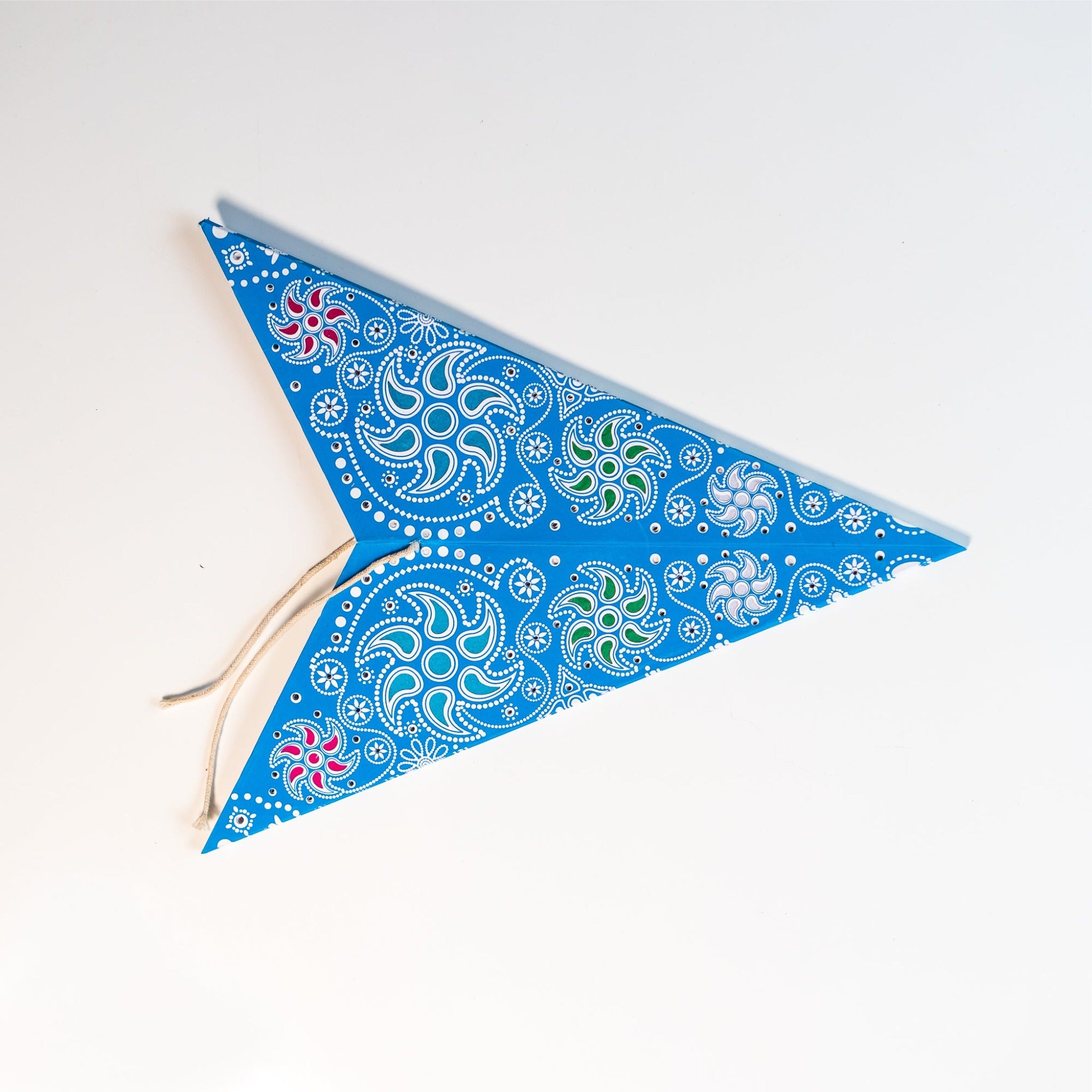 folded blue firework patterned star lantern