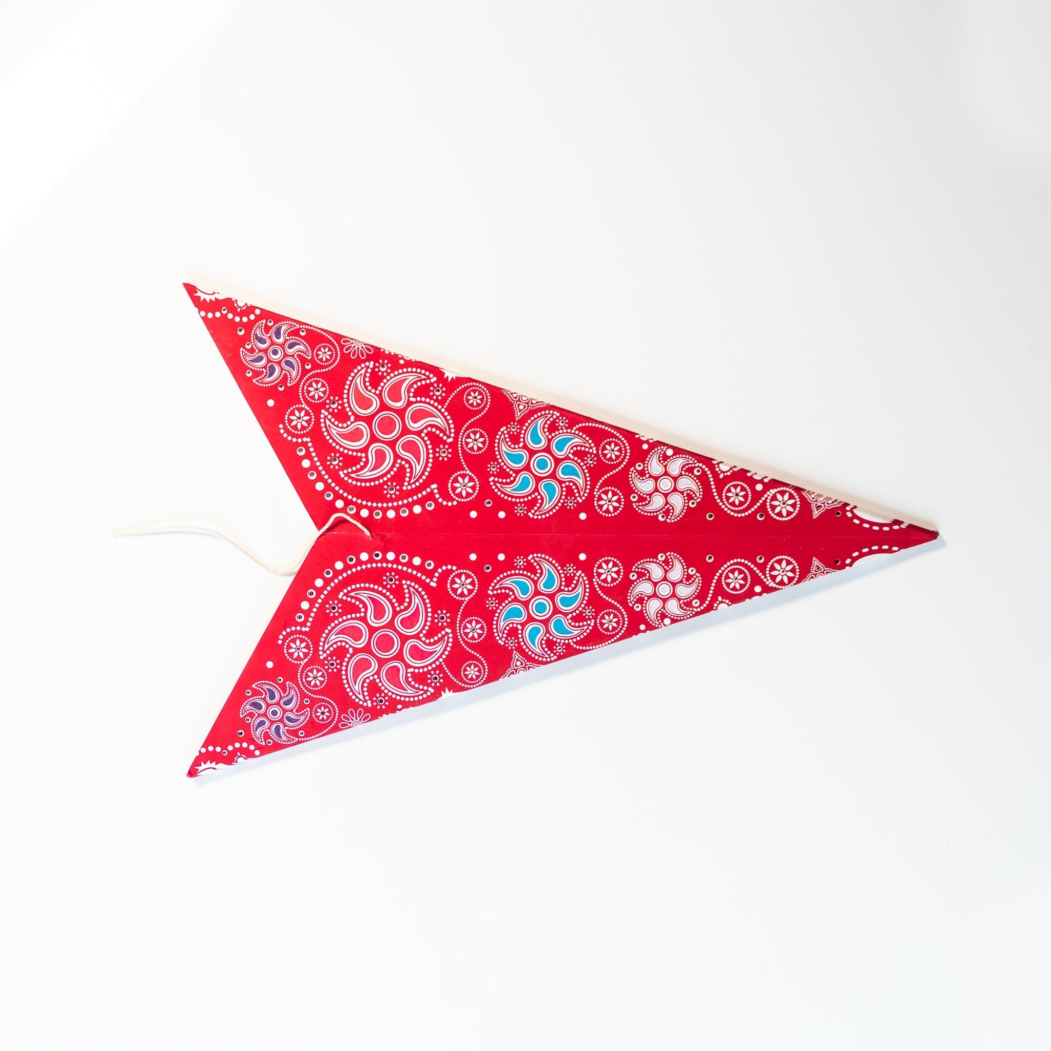 folded large red firework patterned star lantern