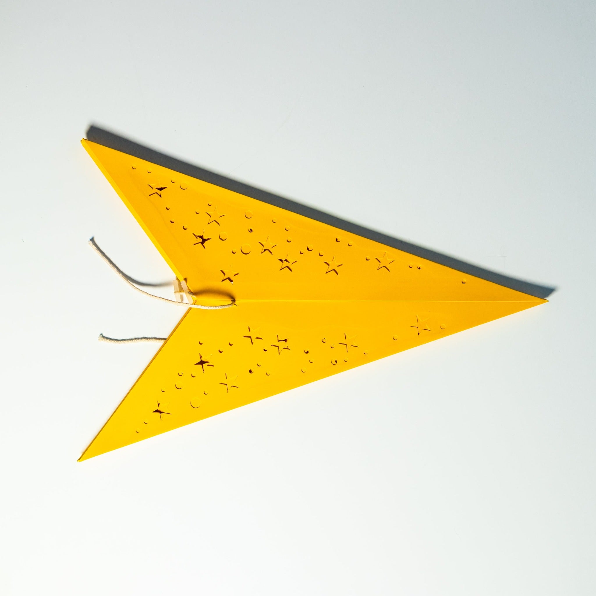 yellow paper star lantern folded