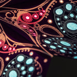 close up of purple and multi tissue paper star lantern