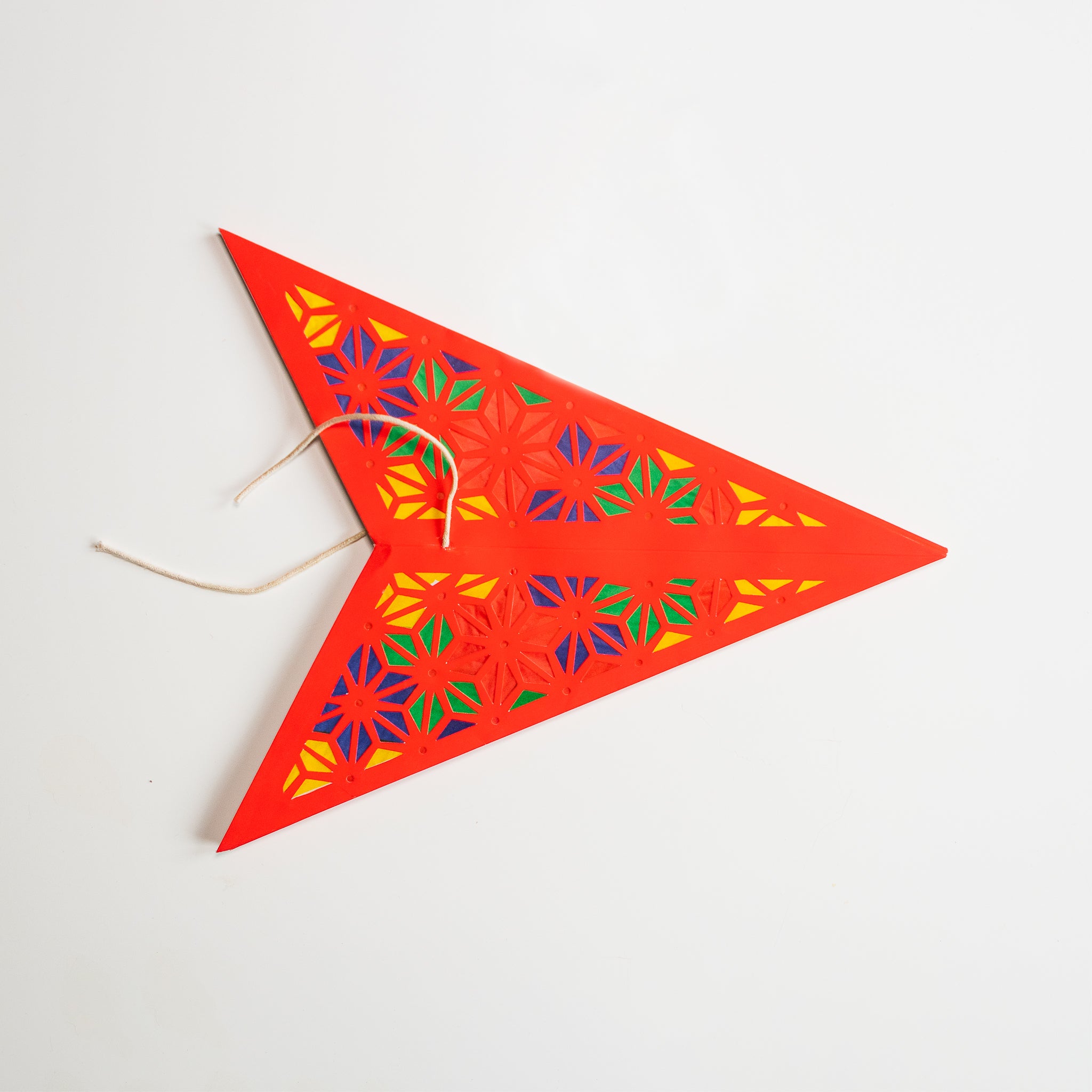  Red and Multi-Coloured Tissue Paper Star Lantern