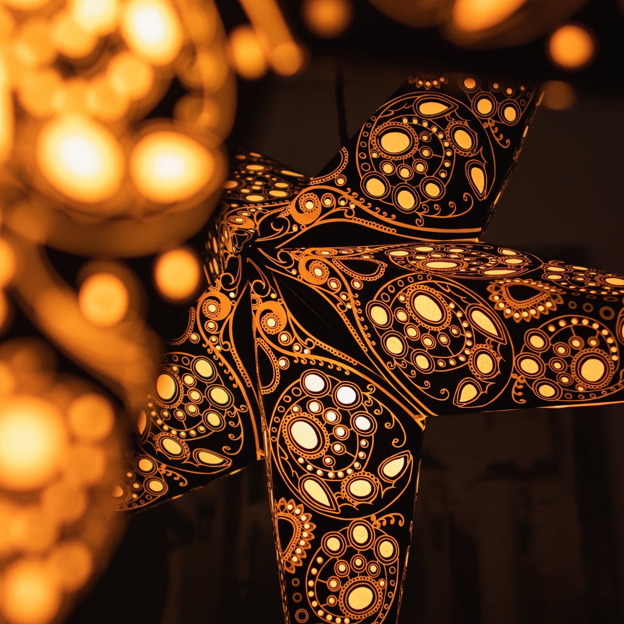 black and white lace pattern paper star lantern