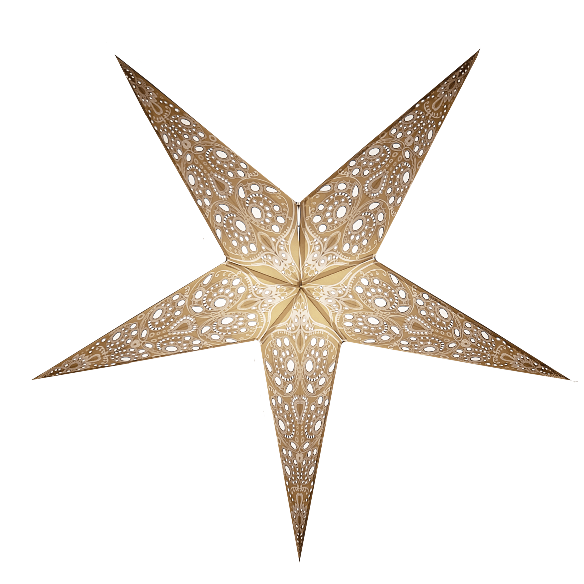 large grey paper star lantern with lace design