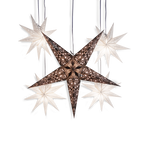4 white 9 point stars and 1 large black/white star