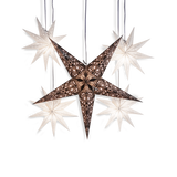 4 white 9 point stars and 1 large black/white star