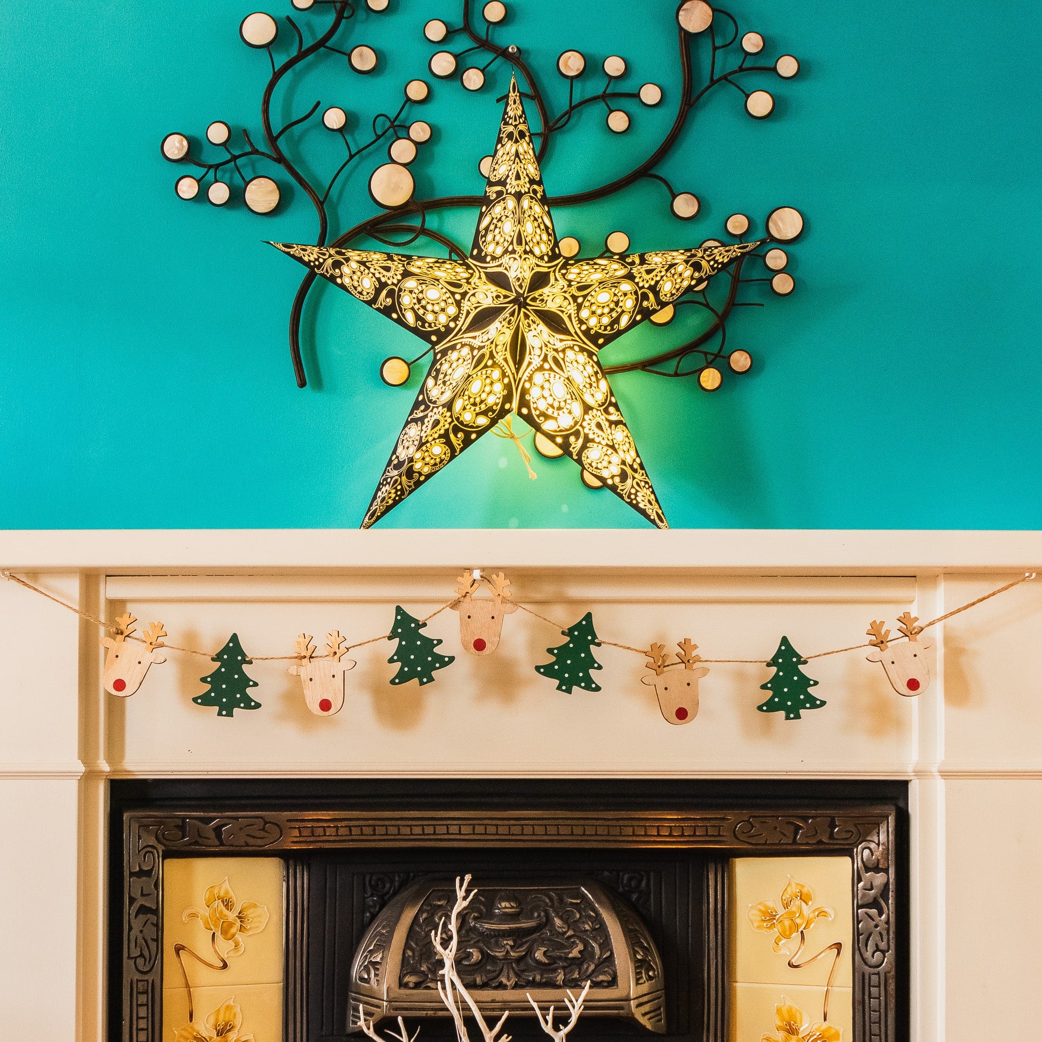 black and white lace pattern paper star lantern