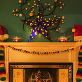 night sky blue and yellow paper star lantern illumated