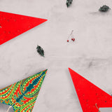 folded green and red stars