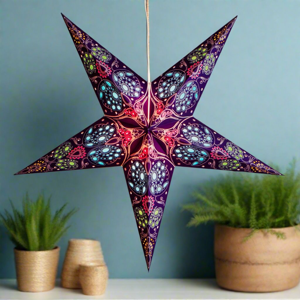 pattern blue paper star lantern