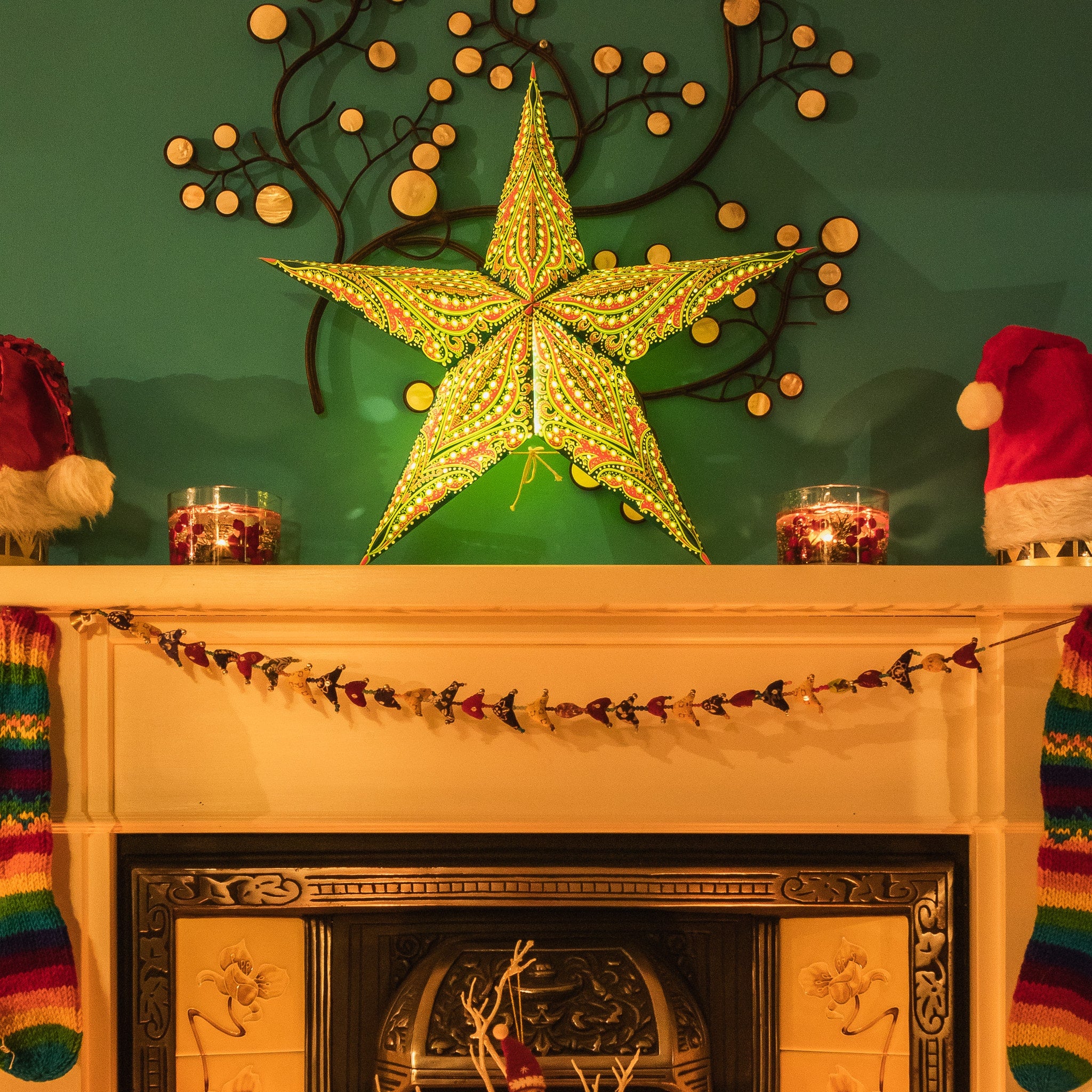 green patterned star lantern