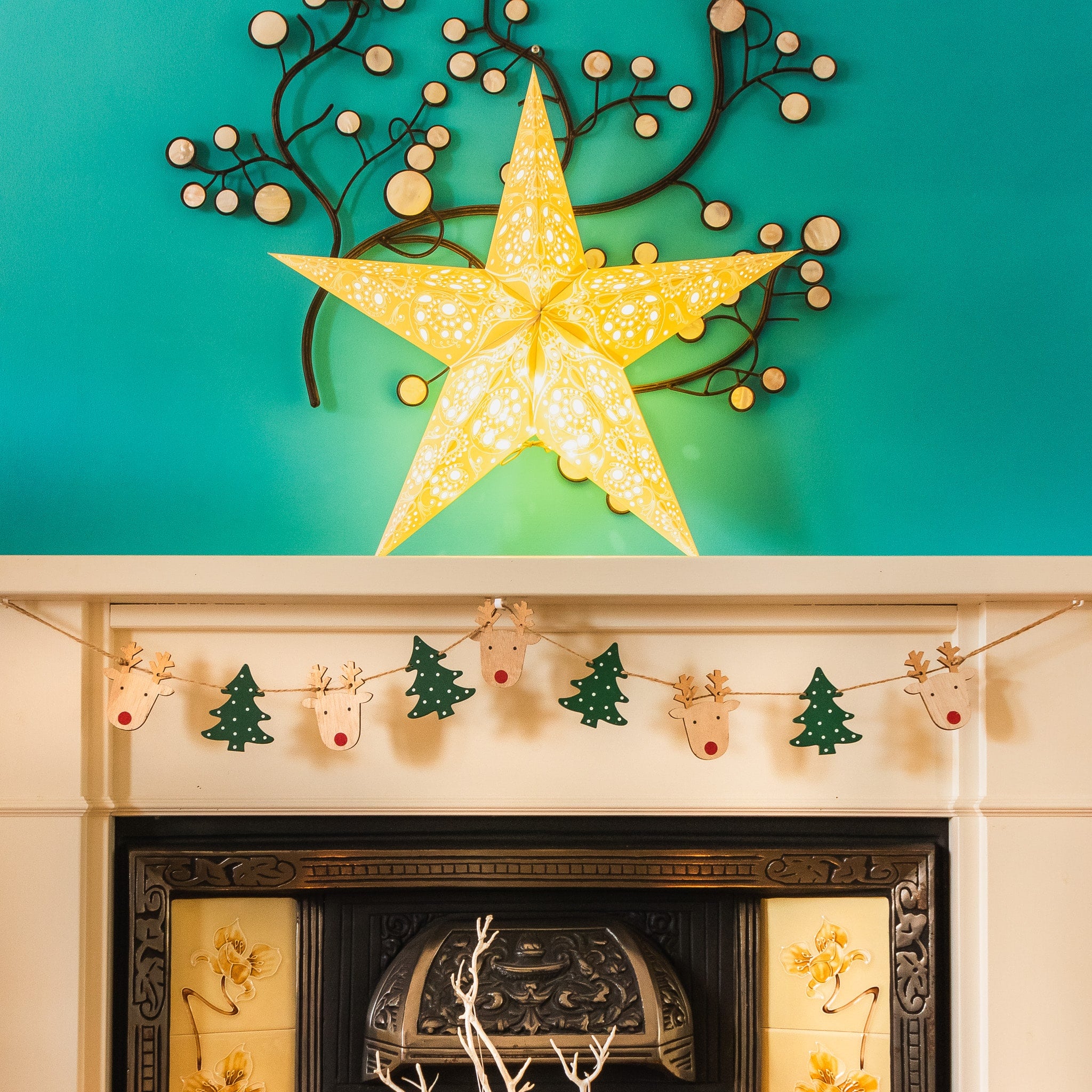 grey lace pattern paper star lantern illuminated