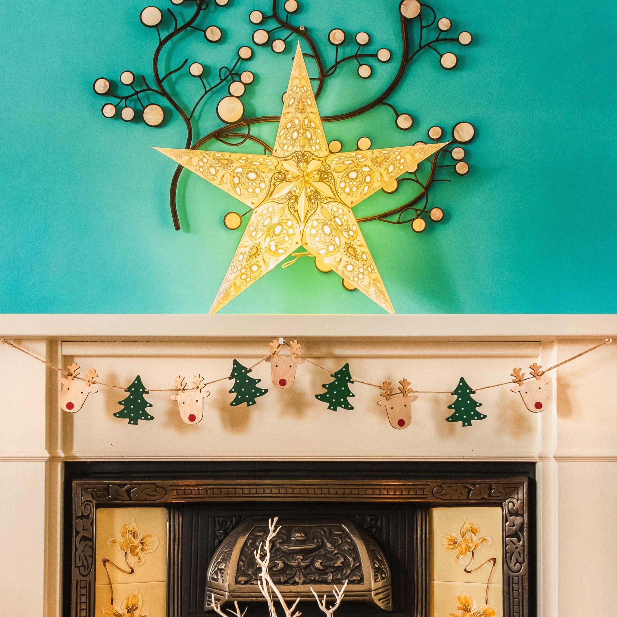 ivory lace pattern paper star lantern illuminated