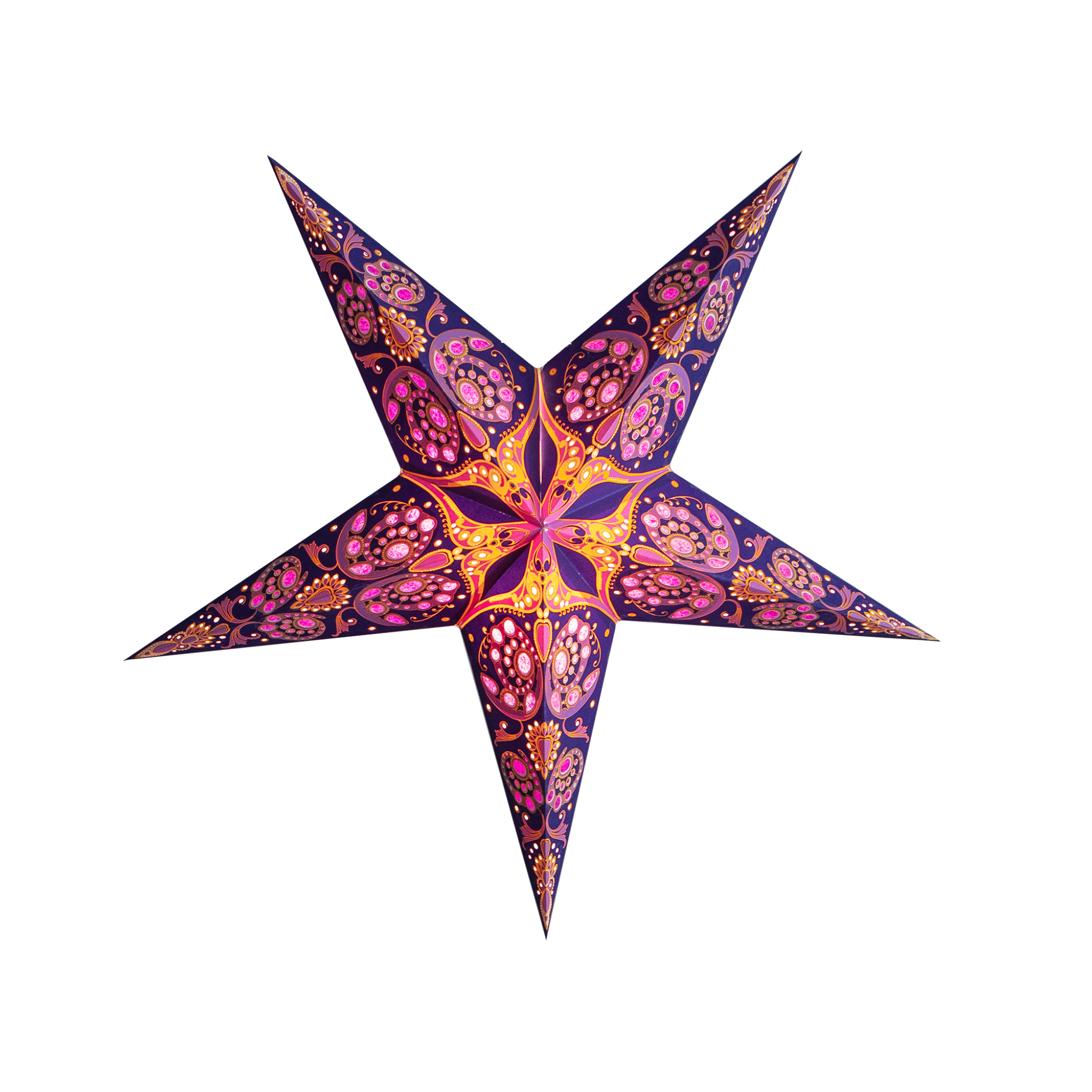 purple and gold paper star lantern