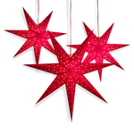 3 red paper star lanterns