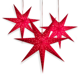 3 red paper star lanterns