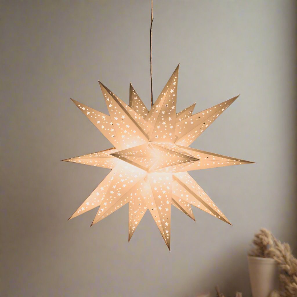 illuminated 3d white star lantern