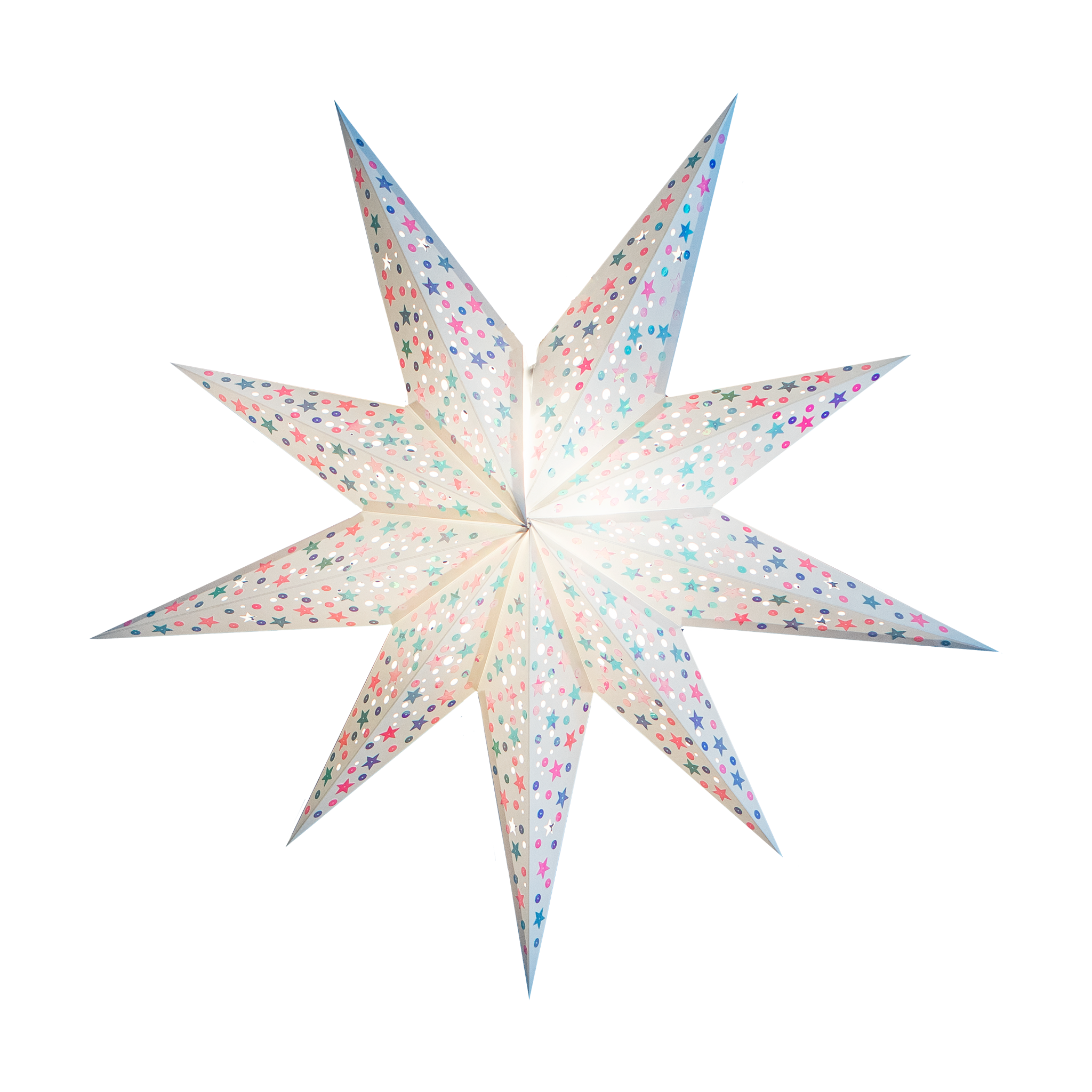 White Sequinned paper star lantern for New Year's Eve party lighting