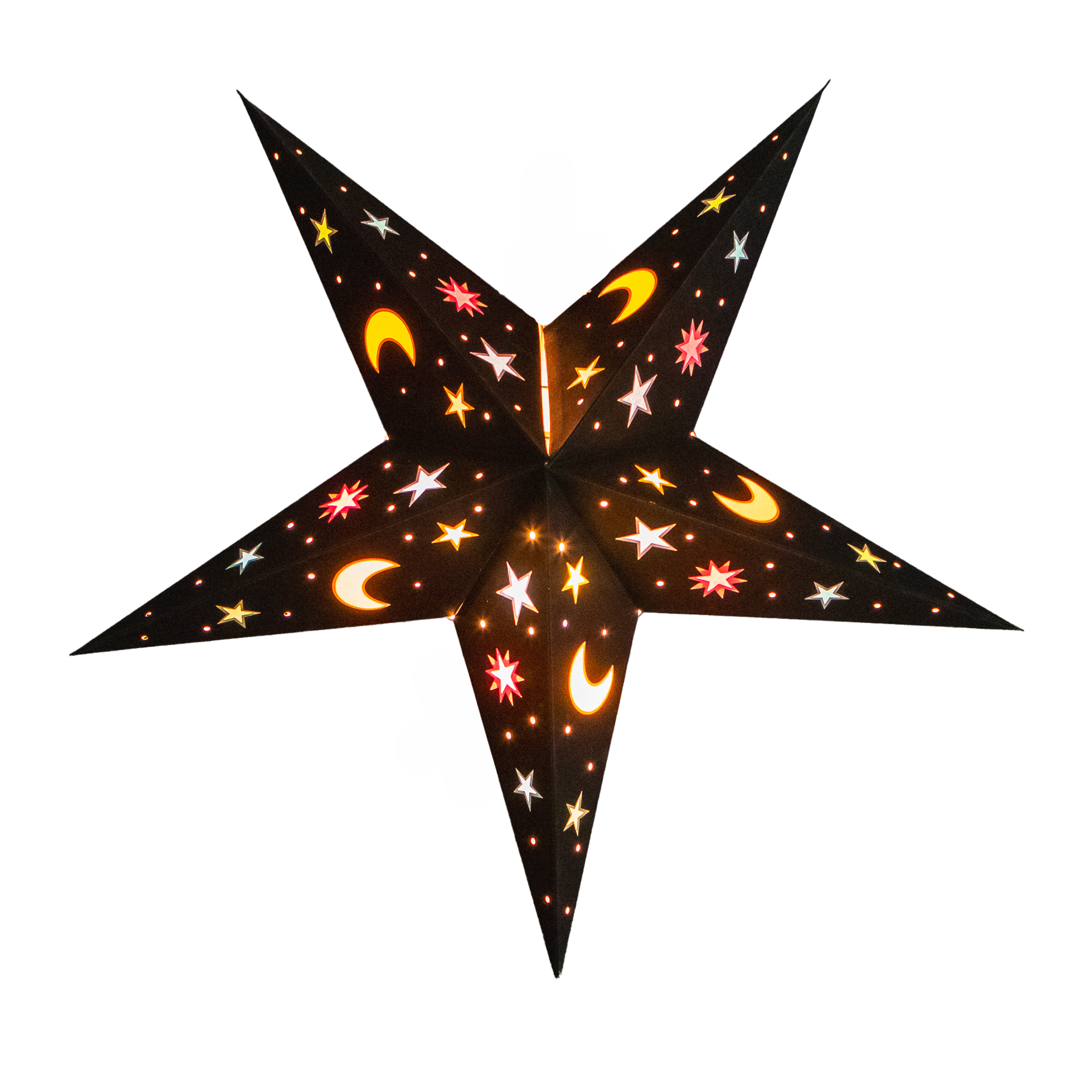5 pointed Black Moon and Star lampshade