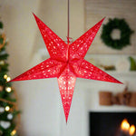 5 pointed Red Lace lampshade handmade paper lantern in star shape by Paper Starlights