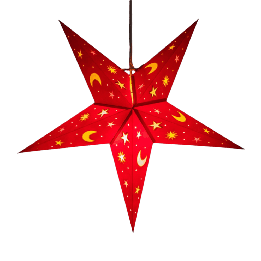 5 pointed Red Moon and Star lampshade Star Lantern handmade paper lantern in star shape by Paper Starlights