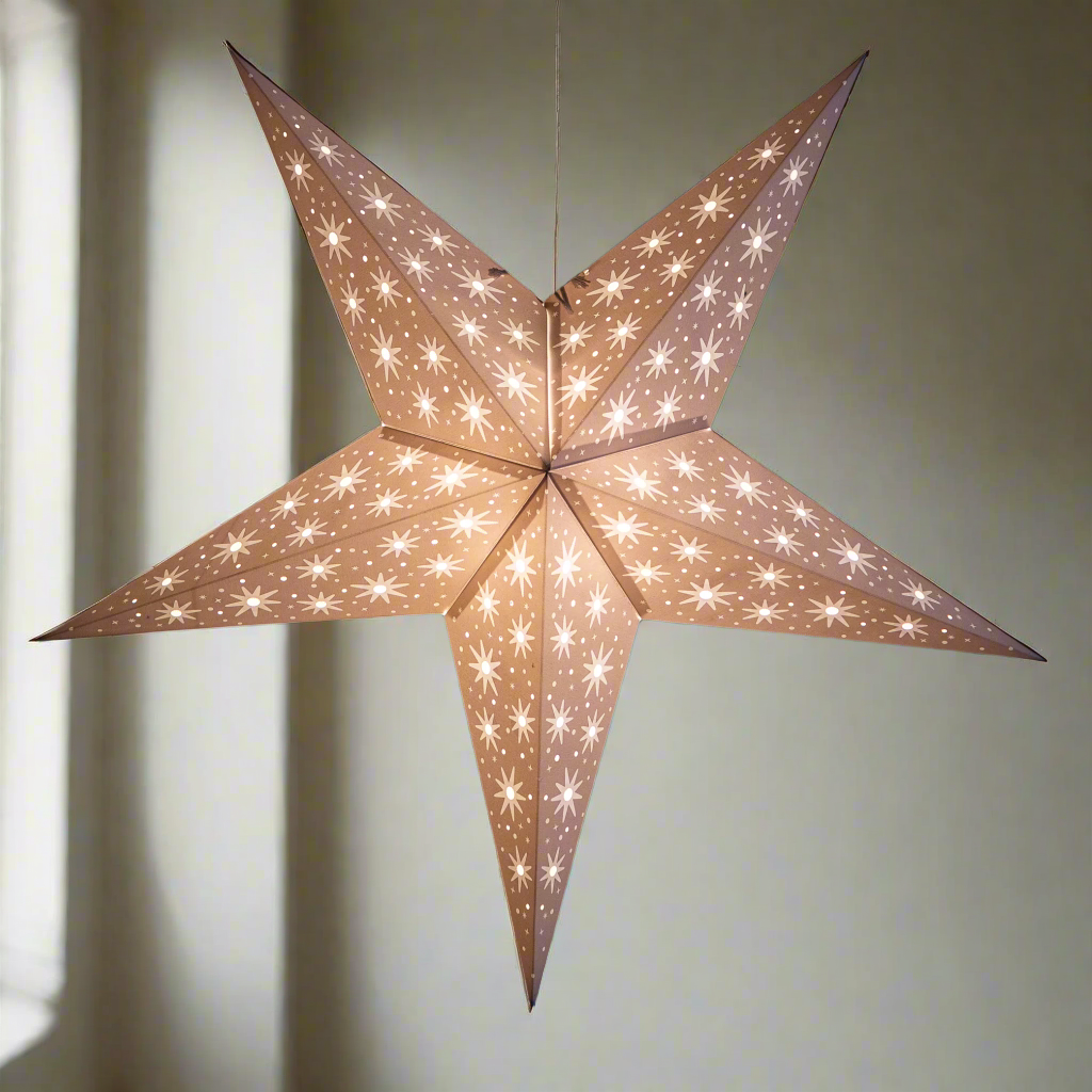 Star-shaped lamp with a star pattern on a white background