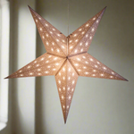 Star-shaped lamp with a star pattern on a white background
