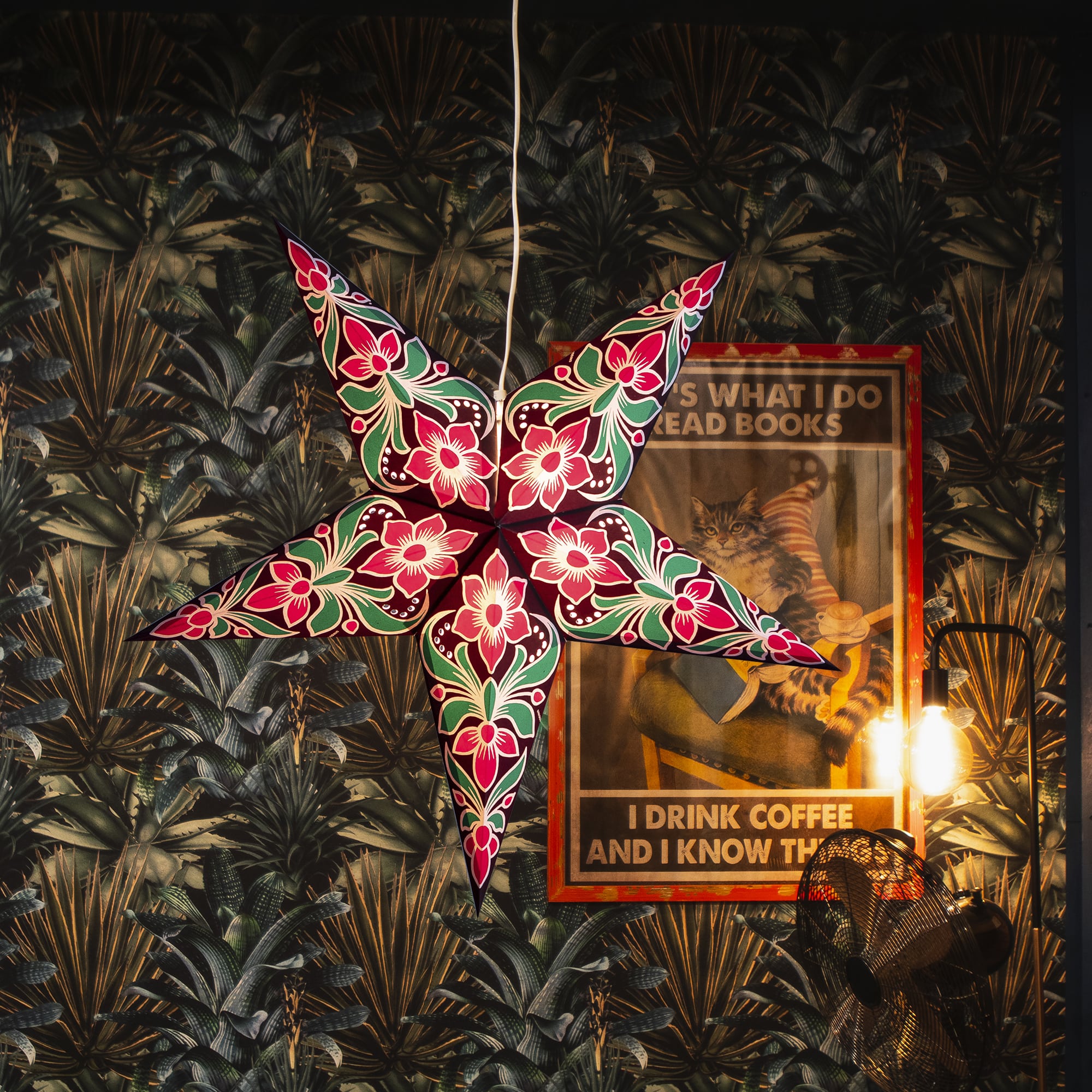Paper Starlights | Batik Floral Pattern Star lantern Hanging Summer Decor 